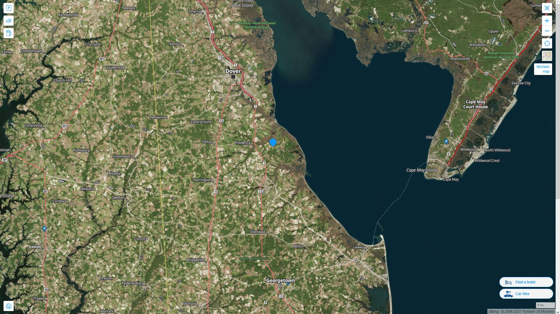 Milford Delaware Highway and Road Map with Satellite View